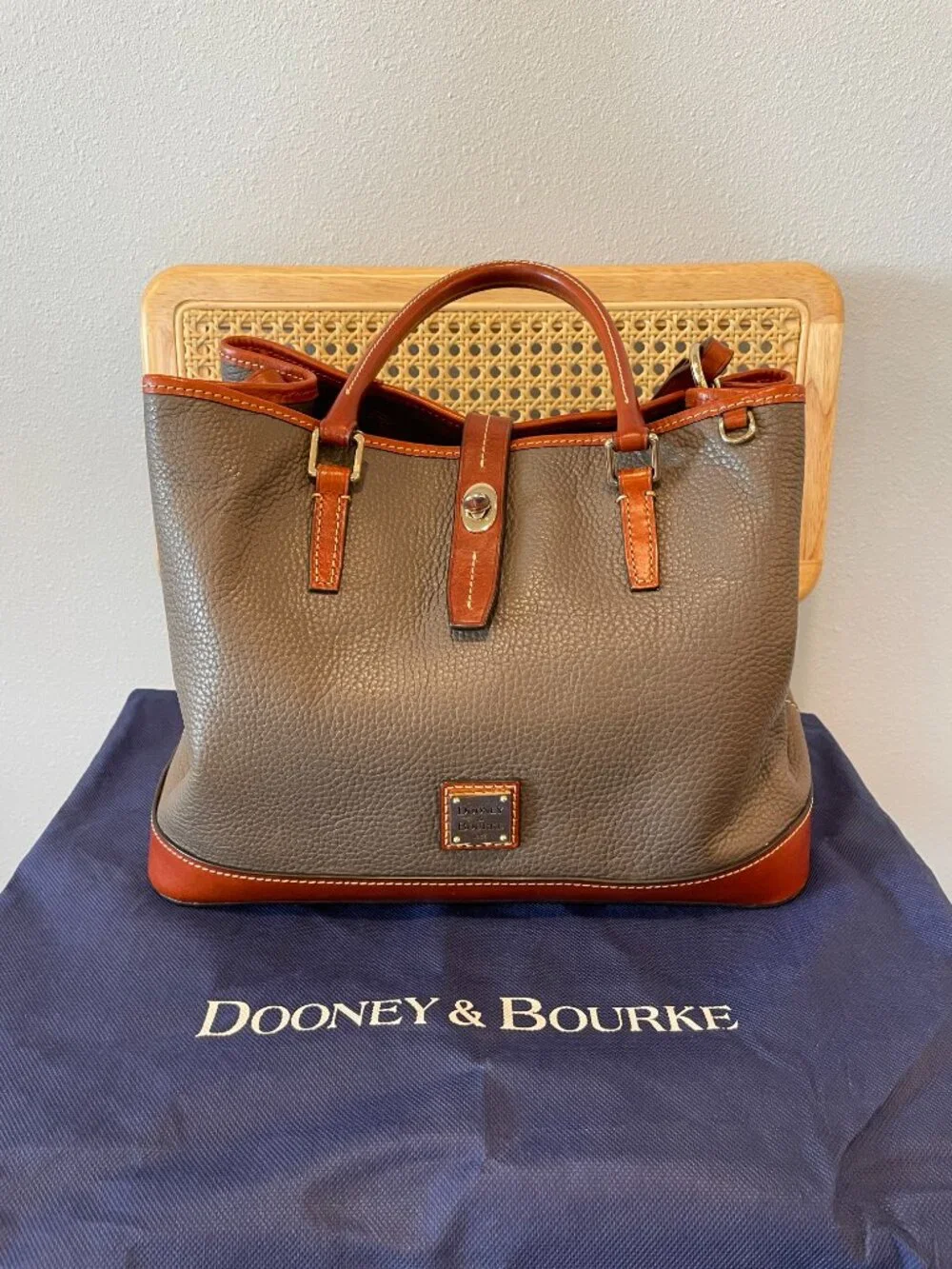 Dooney & Bourke Perry Satchel Elephant Grey Pebble Leather